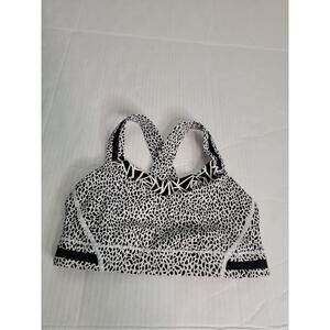 Lululemon Rack Pack Sport Bra Sz 6 Miss Mosaic Posey Black White
